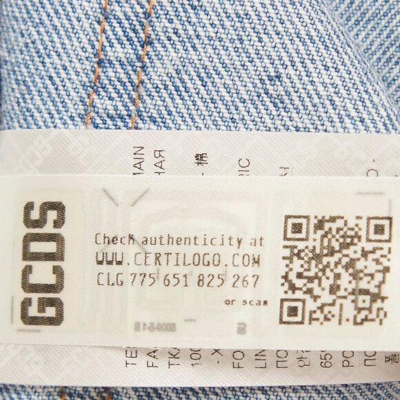 Gcds Blue Denim Logo Crystal Waist Detail Jeans S